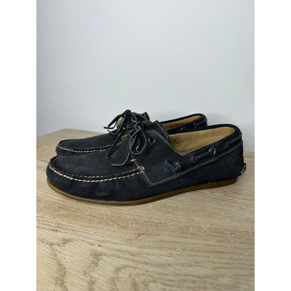 John Varvatos USA Navy Blue Suede Boat Shoes F1543P2B Men's Size 10.5 M